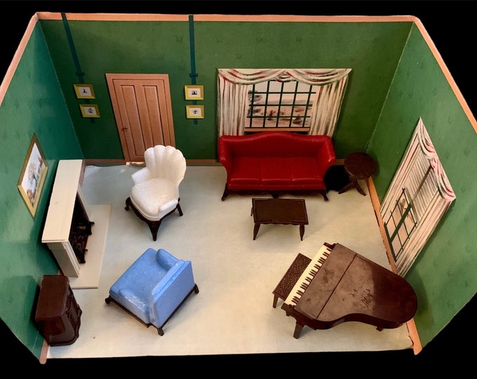 Renwal Jolly Twins Dollhouse Furniture Set Living Room Near Complete