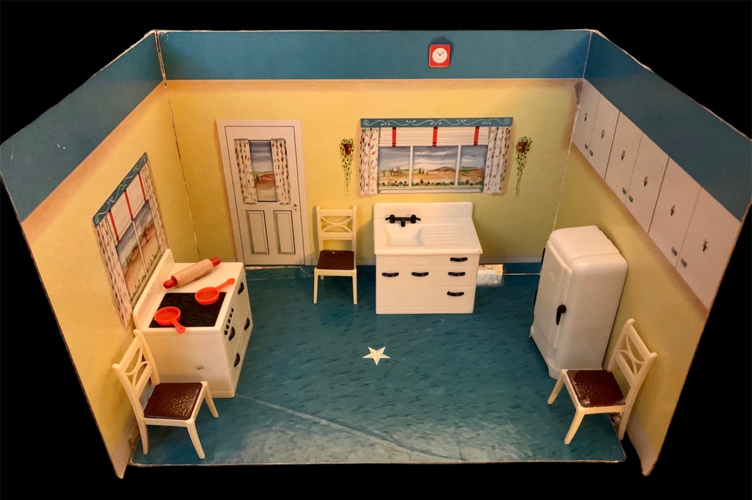 Renwal Jolly Twins Dollhouse Furniture Set Kitchen Near Etsy