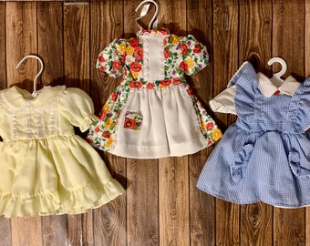 Handmade Doll Clothing Dresses Outfits for 18-Inch Dolls | Set of 3 Dresses