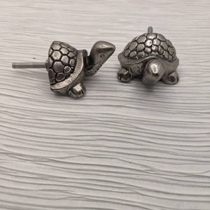 DIAMOND BACK TURTLE Silver Tone draw handles, pulls, coat hooks, knobs, Ocean.