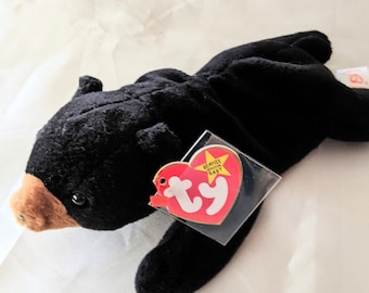 Rare Ty Beanie Baby Blackie the Bear 1993 Retired With ERRORS