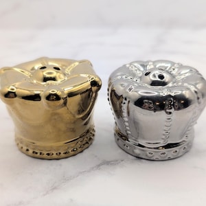 KING and QUEEN Gold and Silver Crown Salt/Pepper Shakers Porcelain/Ceramic Free Shipping