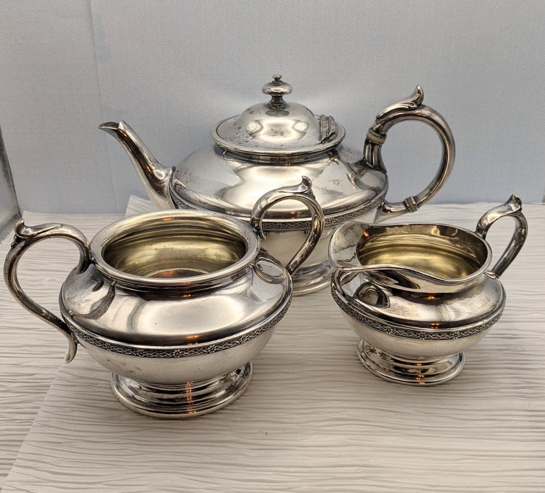 Vintage Silver Plated TEAPOT SUGAR Bowl and CREAMER With Etsy