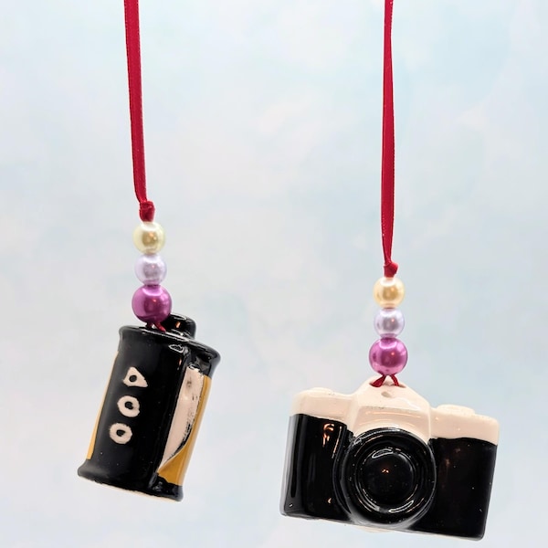 35MM CAMERA and FILM Ornaments Repurposed Salt and Pepper Shakers