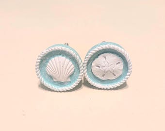 Ocean SEAFOAM Green SAND DOLLAR Draw Pull/Knobs, Coat Hook, Hat Hook, Plant Hanger. Free Shipping