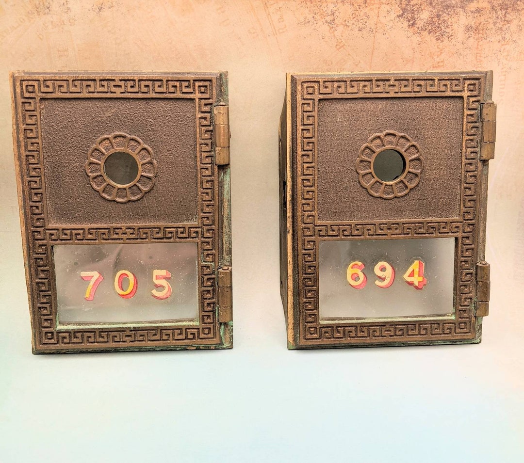 Vintage 1910 Antique Brass Yale Post Office Numbered MAIL BOX Etsy