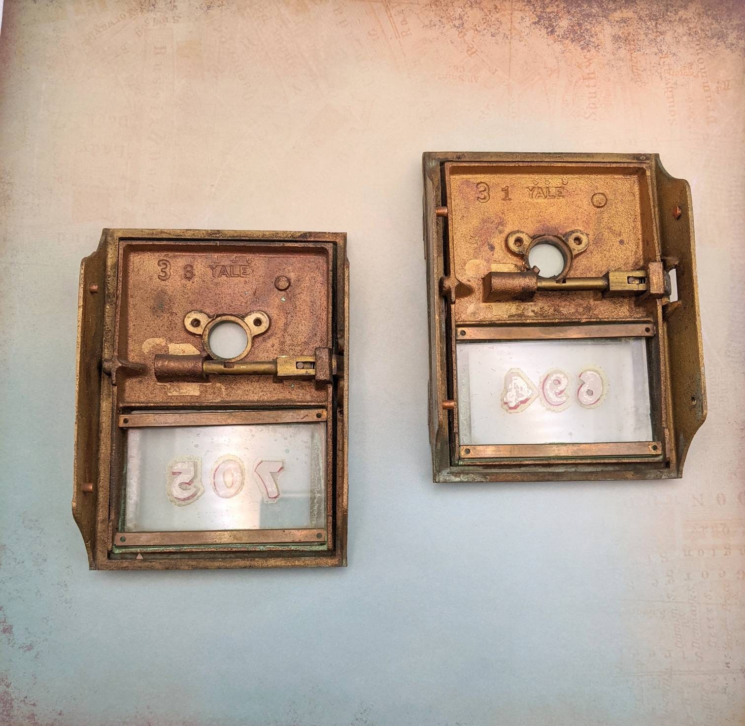 Vintage 1910 Antique Brass Yale Post Office Numbered MAIL BOX Etsy