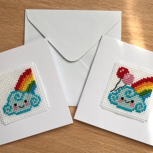 Cloud and Rainbow Cross Stitch Card