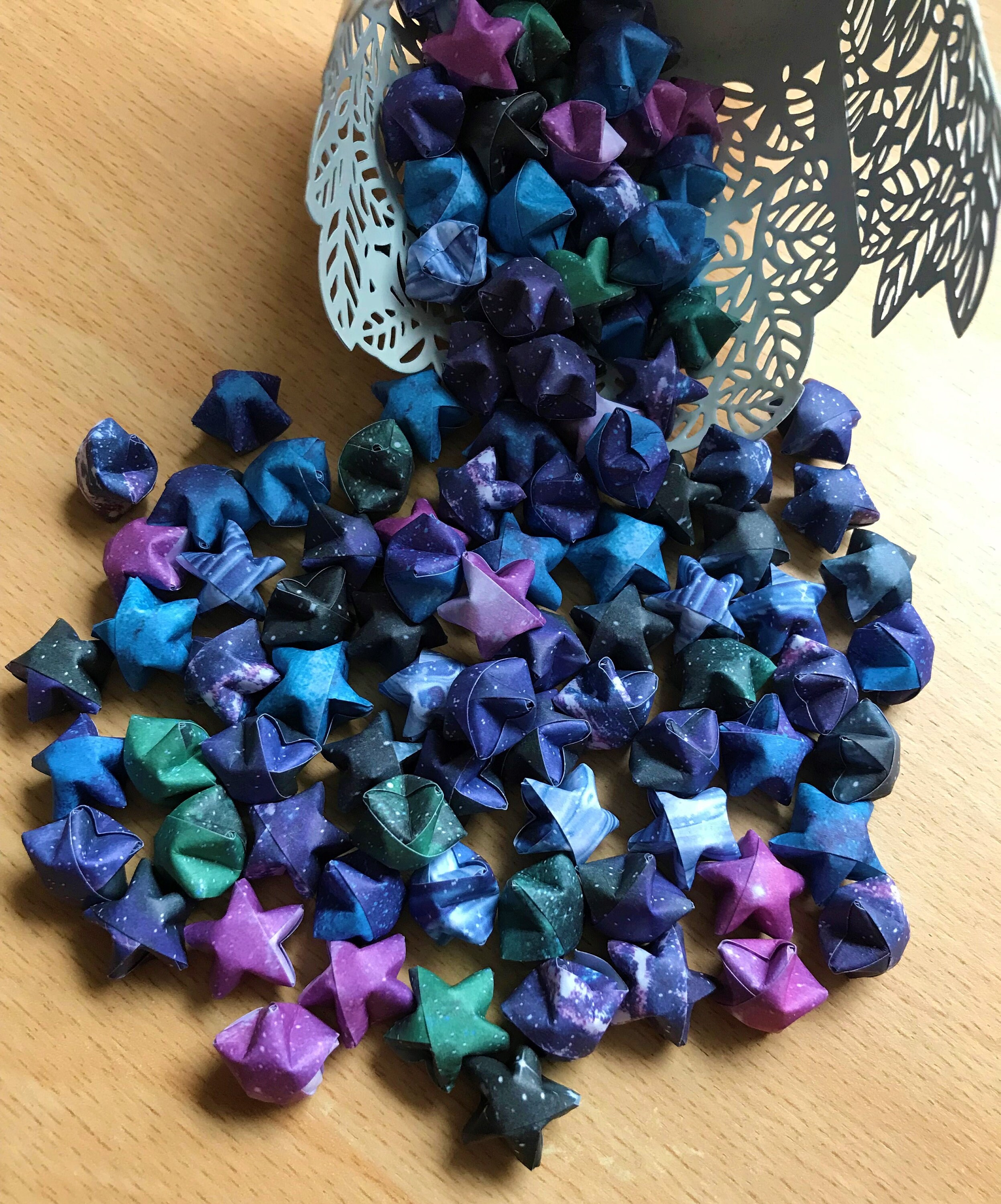 Galaxy Coloured Hand-folded Origami Stars