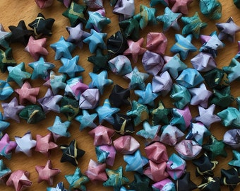 Marble look hand folded origami stars - 100 and 200 Quantities