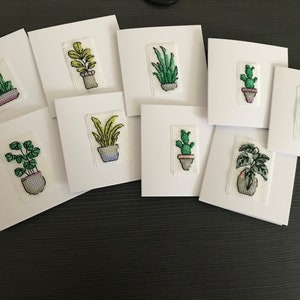 Mini Cartes de point de croix végétal - Succulentes et cactus