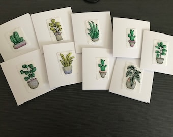 Mini Plant Cross Stitch Cards - Succulents and Cacti