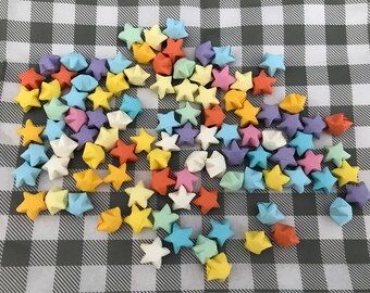 100 Springtime colour mix hand-folded Origami Stars