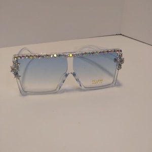 Large Framed Sunglasses with Rhinestone Bling