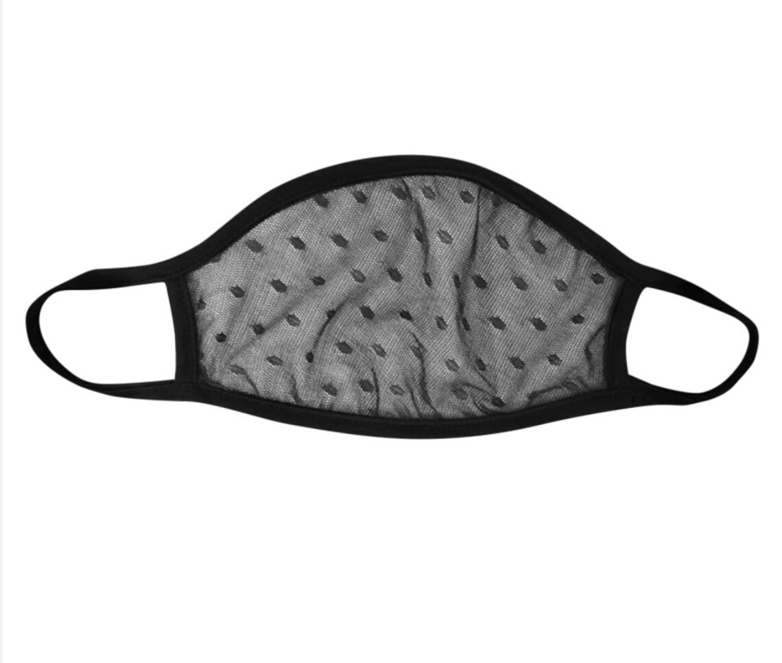 Sheer Black Mesh Face Mask Polka Dot Breathable Exercise 1 Etsy