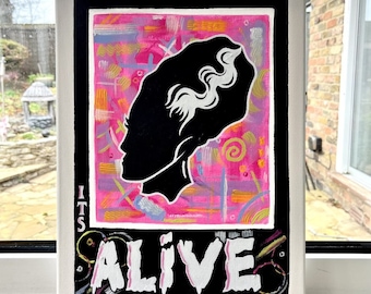 It's Alive | An Original Acrylic Painting on a pre-stretched canvas (30x40cm) | Bride of Frankenstein Abstract