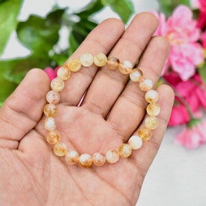 Handgemaakte citrien armband: 8 mm natuurlijke edelsteen, positieve energie