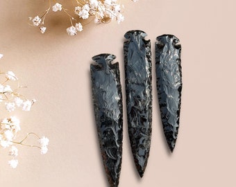 Handcrafted Black Obsidian Arrowhead: Large Crystal Point for Jewelry Making