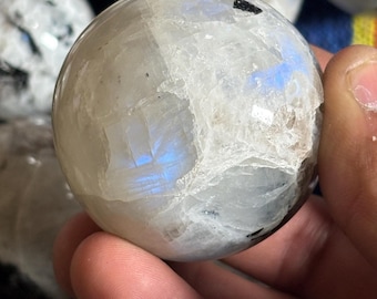 Rainbow Moonstone Sphere: Natural Crystal Ball for Meditation (40-50mm)