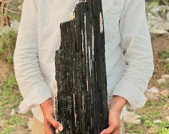 Cristal de turmalina negra XXXL: piedra curativa en bruto para la protección energética