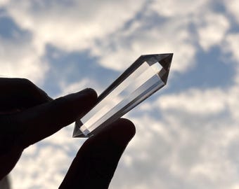 Clear Quartz Crystal Wand - Double Terminated Rock Crystal Point, Natural Healing Quartz Crystal Points For Chakra Balancing, meditation.