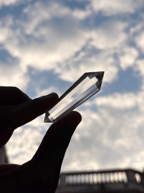 Clear Quartz Crystal Wand - Double Terminated Rock Crystal Point, Natural Healing Quartz Crystal Points For Chakra Balancing, meditation.
