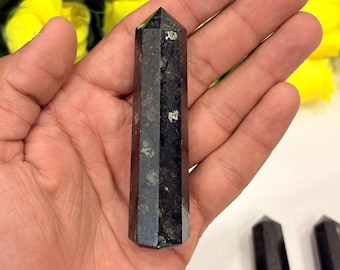 Genuine Nuummite Tower Obelisk – Rare Black Crystal for Protection - Energy Healing | Polished Nuummite Point, Meditation & Chakra Stone