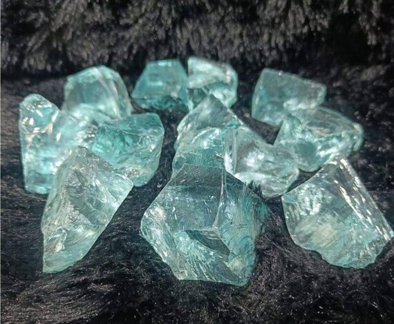 Natural Aqua Obsidian Crystal Raw Blue Glass Stone - Healing