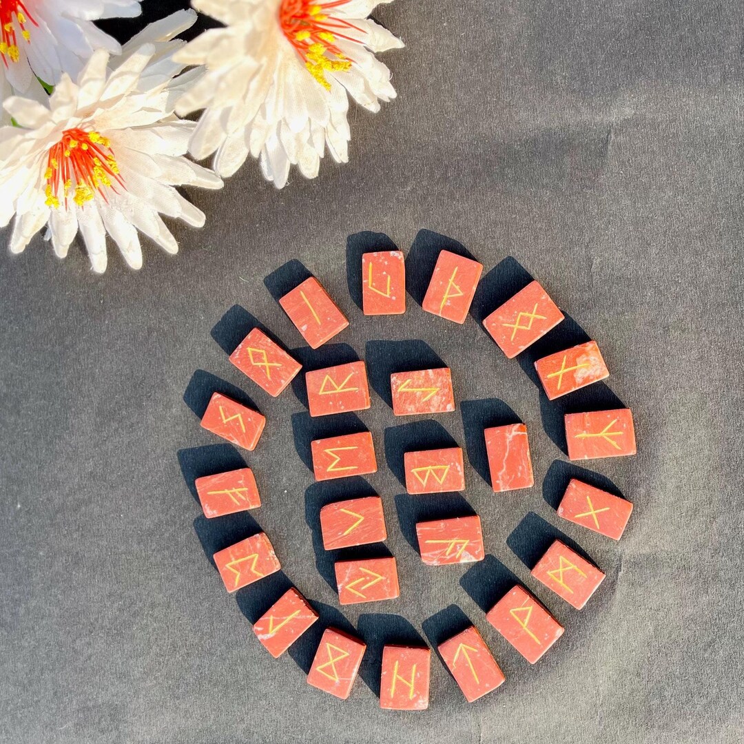 Red Jasper Rune Set, Elder Futhark Runes for Divination (set of 25) - Etsy