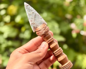 Handmade Fancy Jasper Athame Knife: Wiccan Altar Tool
