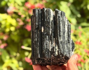 Large Raw Black Tourmaline Crystal: Natural Protection & Grounding Stone