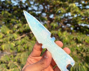 Handmade Opalite Crystal Knife: Spiritual Decor & Collectible