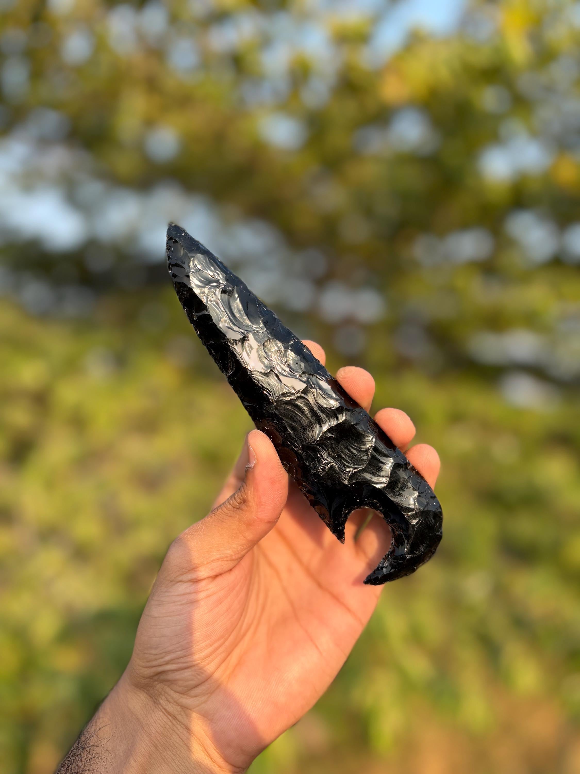Hand Knapped Black Obsidian Knife: Metaphysical Healing Tool