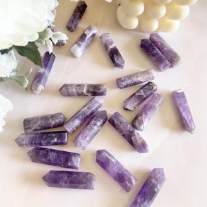 Bulk Chevron Amethyst Pencil Points: Mini Crystal Towers, DIY Jewelry Making