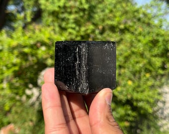 Handmade Black Tourmaline Cube: Natural Protection Crystal