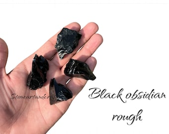 Obsidiana negra en bruto a granel: fragmentos de cristal curativo natural