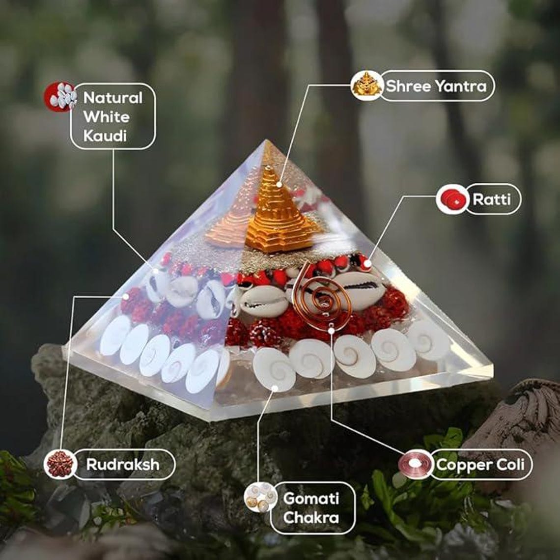 Gomati Chakra Pyramid: Orgonite Crystal With Shri Yantra & Rudraksha - Etsy
