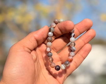 Pulsera de ágata de Botsuana: piedra preciosa natural, joyería de cristal curativo