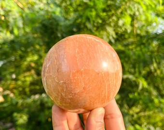 Peach Moonstone Sphere: Metaphysical Healing Crystal Ball (60mm)