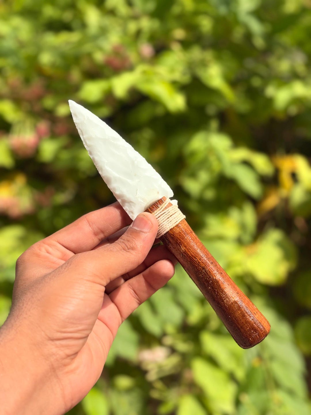 Small Ritual Knife White Jade Ritual Knife: Wooden Handle Crystal Athame, Pagan Altar Tool ...