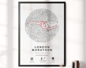 Any Marathon or Run Completion Map - Perfect Gift for Runners, Personalised Completion Data, Commemorate, 10k 5k Full or Half Gift #459