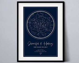 Star Map Print, Wedding Gift, Night Sky Print, Wedding Gift, Constellation Print, Anniversary, Custom, Navy, Star Print, Mothers Day Print