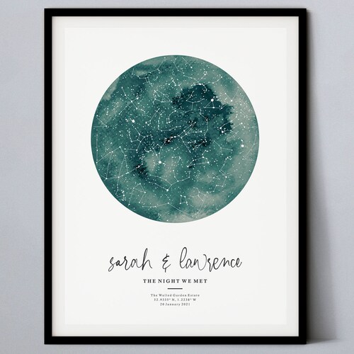 Custom Star Map Framed by Date Night Sky Print Personalized Etsy Australia