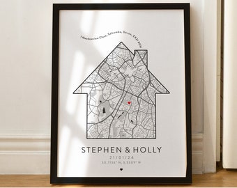 Home is Where the Heart Is Print, First Home, Gift Map- New Home, First Home, Engagement or Anniversary Gift, Custom Décor, For Mum #149