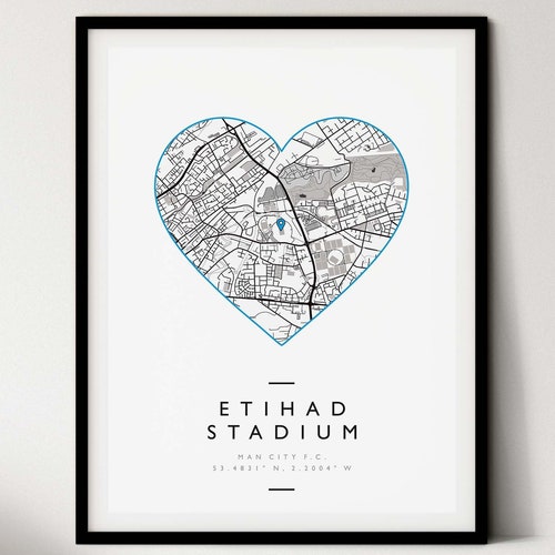 Man City Etihad Stadium Map Print Manchester Map Prints Etsy