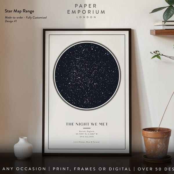 Personalised Star Map Print, Night We Met Gift, Custom Night Sky Print, Star Map Poster, Anniversary Gift, Wedding Gift, Constellation Print