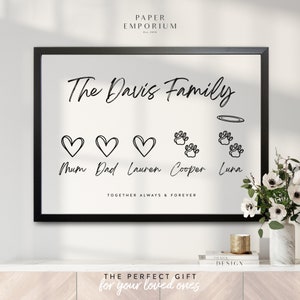 Love Heart Family Print, Fully Custom Print for Family, Mothers Day, Gift for Mum, Personalized Family Print, Wall Décor, Gift for Mum, #325