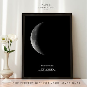 Personalizowane wydruki faz księżyca, Noc, w której się pobraliśmy, Prezent dla mamy i taty, Wydruk astrologiczny, Prezent z nadrukiem księżyca, Specjalna data, Rocznica, #051