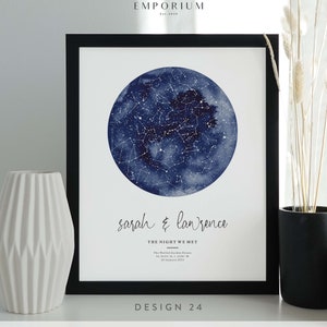 Personalised Star Map Print, Night We Met Anniversary, Stars The Night Sky, Stars Above Map Poster, Wedding Constellation Print Gift #196