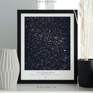 Custom Star Map Print, Day We Married Anniversary Gift, Stars The Night Sky, Stars Above Map Poster, Wedding Constellation Print Gift #200